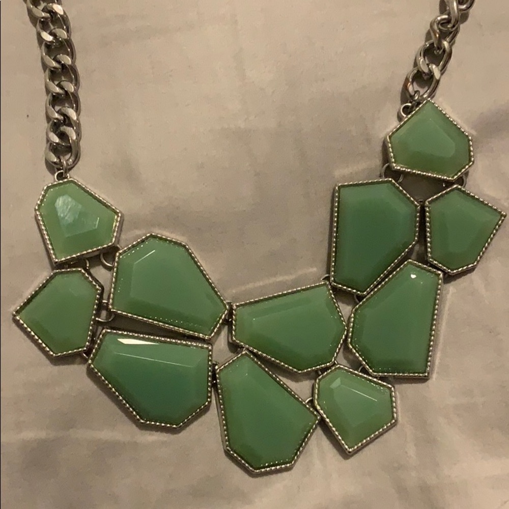 Subtle Green Geometric Statement Necklace